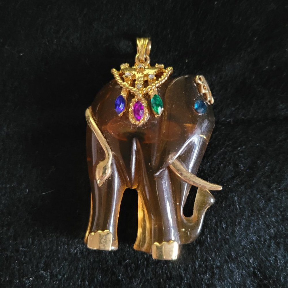 Large acrylic elephant pendant convertible to brooch / pin